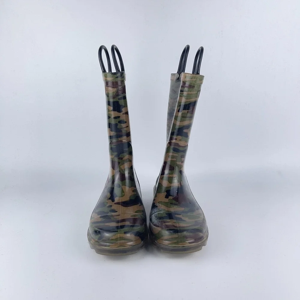 Western Chief Rain Boots Kids 13/1 Multi‎ Camo Lighted Waterproof Pull On Straps